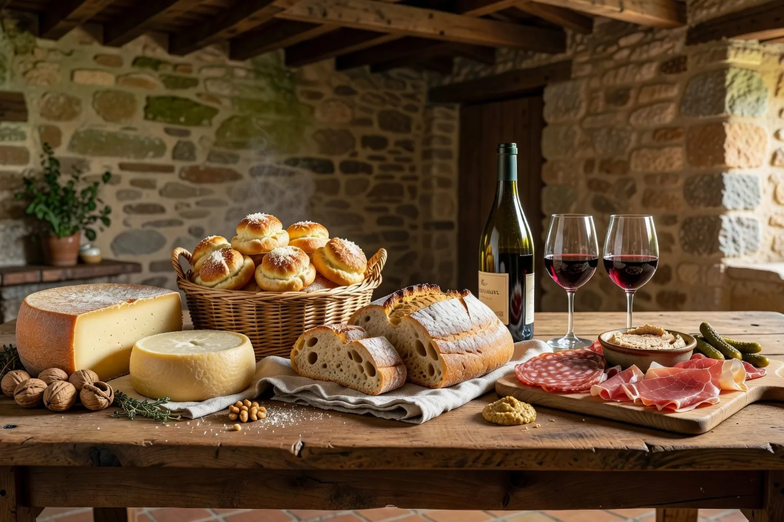 Plateau de gougères bourguignonnes et fromages fermiers de Puisaye