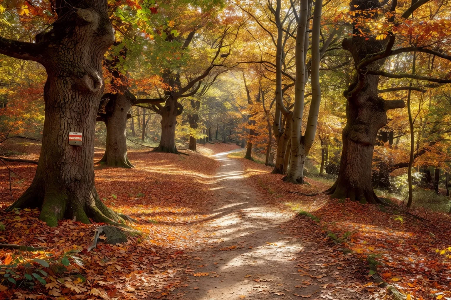 Sentier de randonnée balisé GR13 en forêt de Puisaye